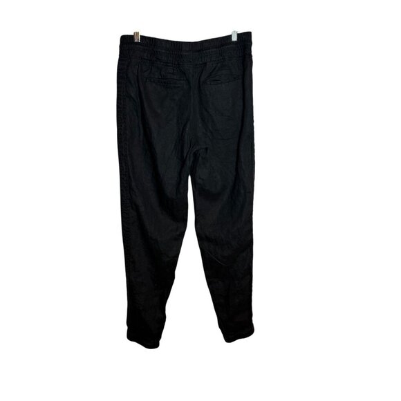 Athleta Womens Black Linen Jogger Pants Size 10/10T With Elastic Waist & Zipper - Picture 4 of 7